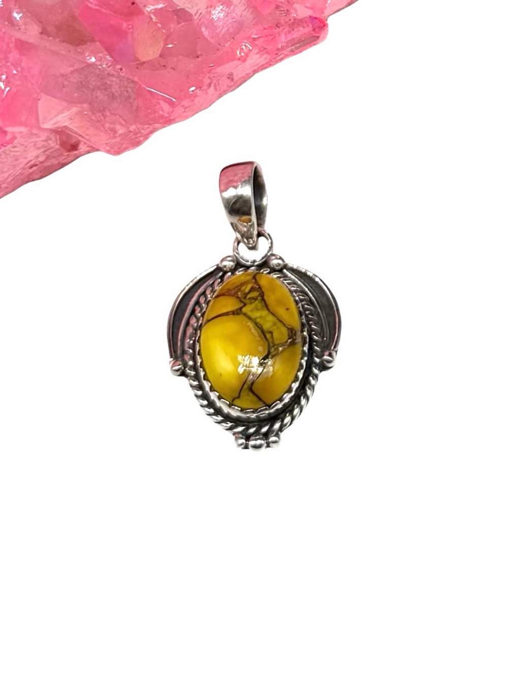Honey Dahlia Kingman Turquoise Necklace Pendant Solid 925 Sterling Silver